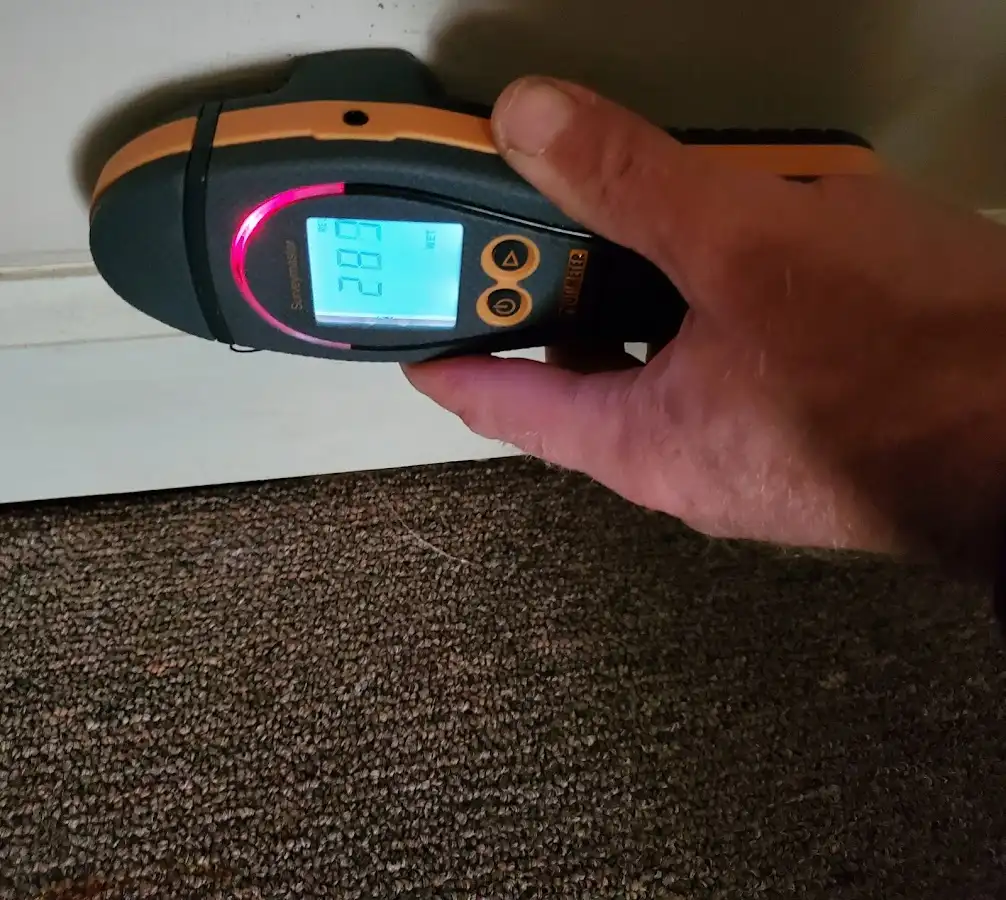 Moisture detection at baseboard during Burst Pipe Cleanup in Union City